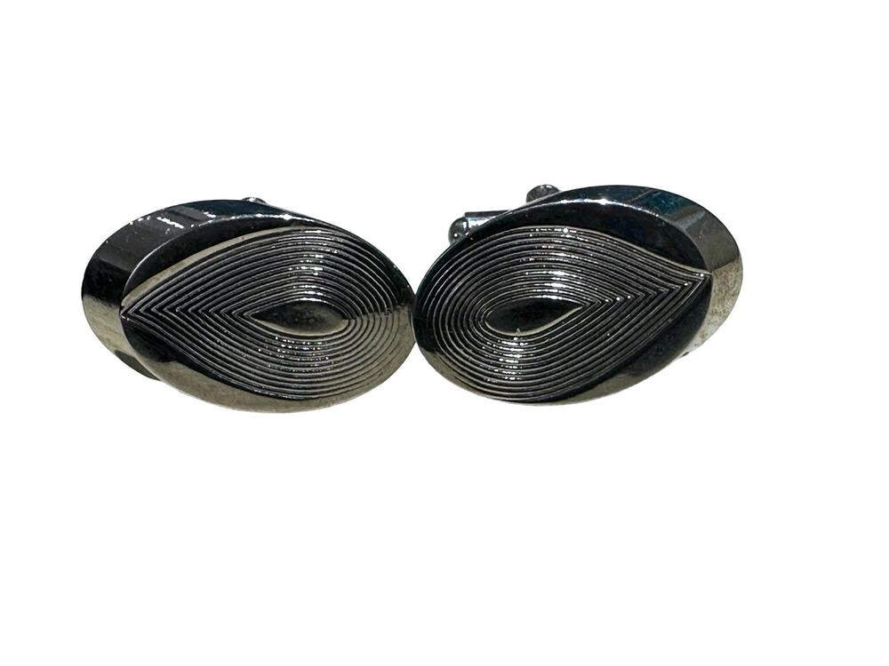 Vintage Large Silver Oval Cuff Links